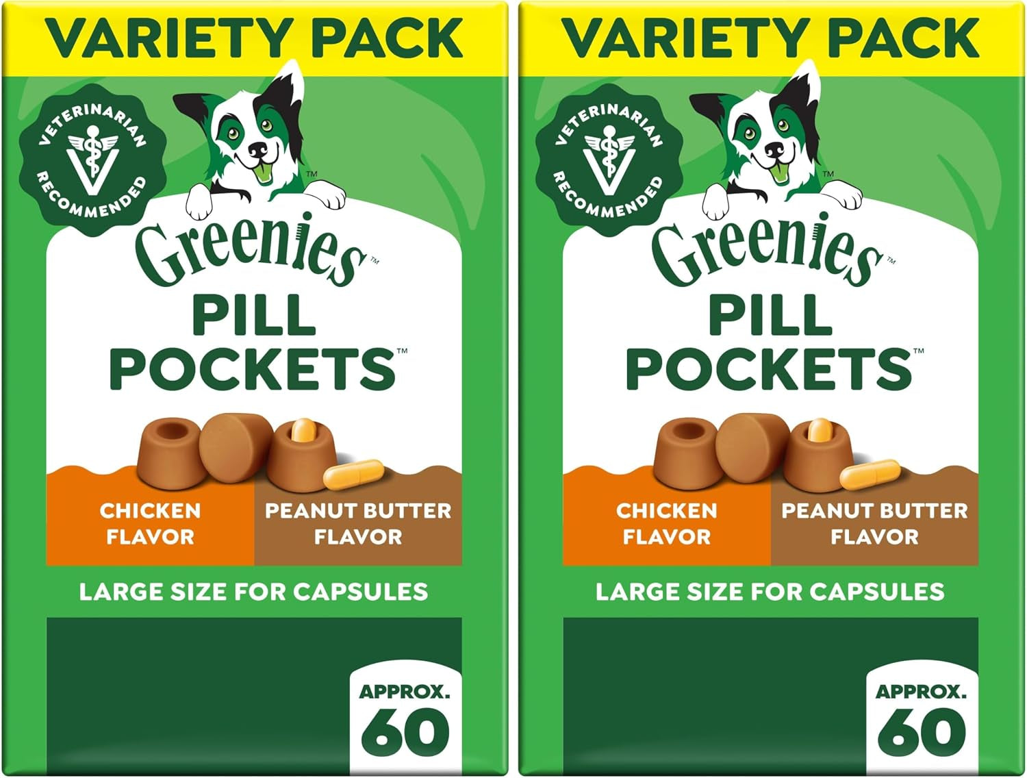 Greenies Pill Pockets for Dogs Large Size, Dog Treat Pouch for Capsule Medication, Variety Pack, 7.9 Oz. Pouch (Pack of 2)