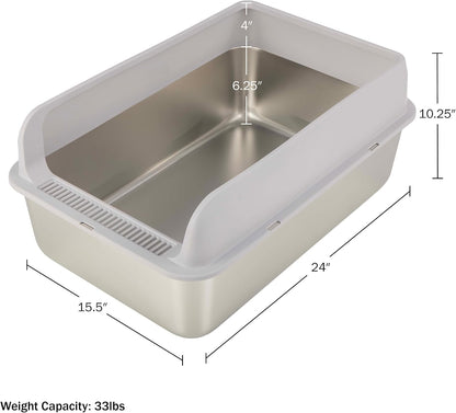 Stainless Steel Cat Litter Box with Lid, 24” X 15.5” X 10.25”