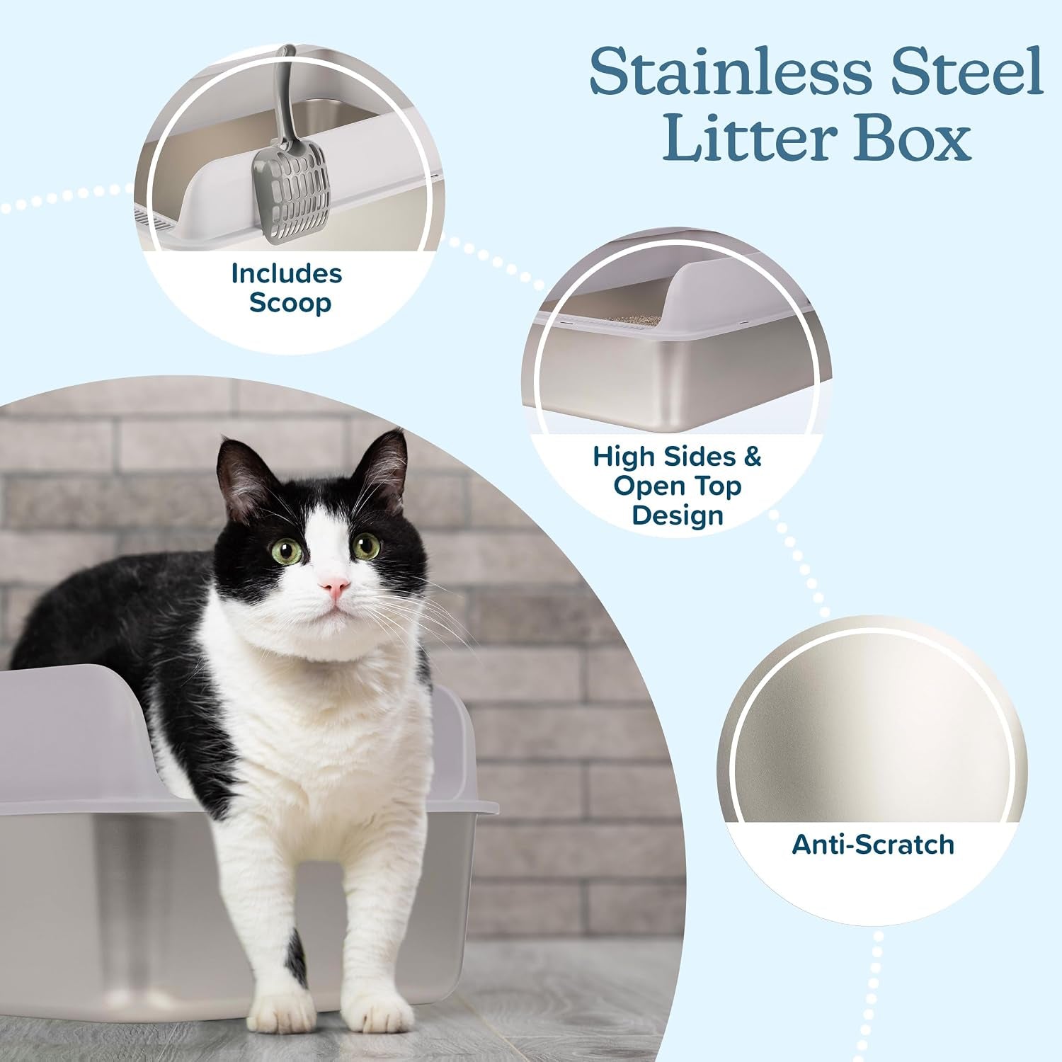 Stainless Steel Cat Litter Box with Lid, 24” X 15.5” X 10.25”