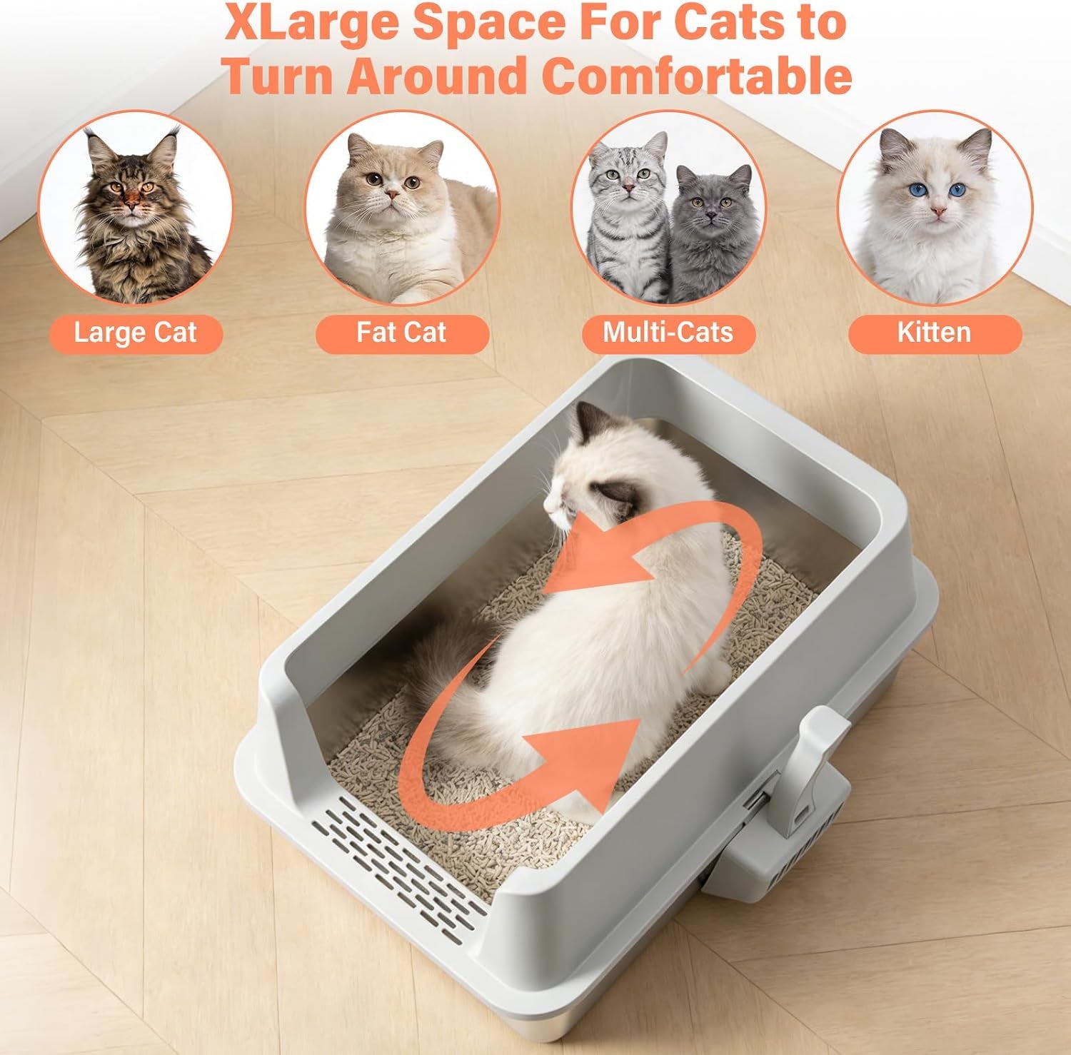 2PACK Stainless Steel Cat Litter Box with Lid, XL Metal Litter Box