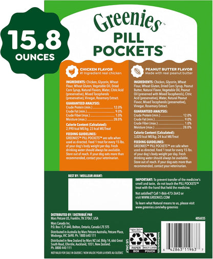 Greenies Pill Pockets for Dogs Large Size, Dog Treat Pouch for Capsule Medication, Variety Pack, 7.9 Oz. Pouch (Pack of 2)